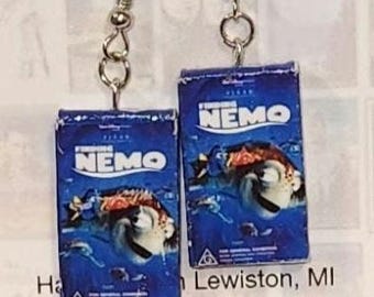 Finding Nemo Movie, Mini VHS Earrings Turtle Theme Jewelry, Summer Beach Fun