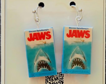 Jaws, 50th Anniversary, Miniature Movie Earrings, shark week, ocean gift, shark bait