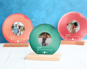 Personalized Vinyl Record with Photo: Acrylic Song Plaque, Anniversary Gift for Friends, Birthday Gift for Her Him, Christmas Gifts