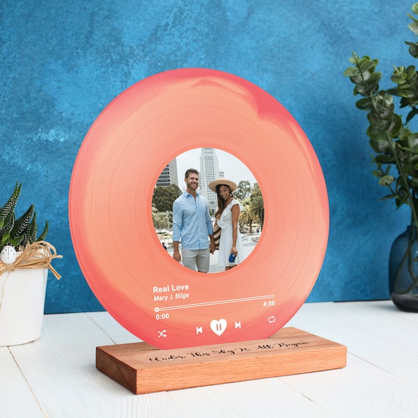 Personalized Vinyl Record With Photo, Acrylic Song Plaque, Anniversary ...