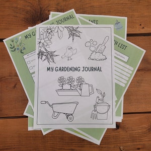 Diario de jardinería para niños: cuaderno de jardinería divertido y educativo para niños, rastreador de actividades en la naturaleza, diario de jardinería imprimible
