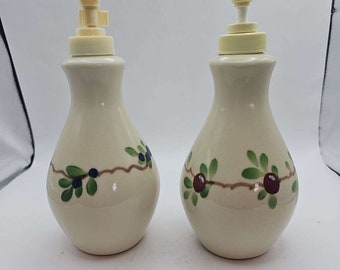 Set Of 2 Emerson Creek Pottery Soap Dispensers. Dated 2017 & 2021 "Country" design.