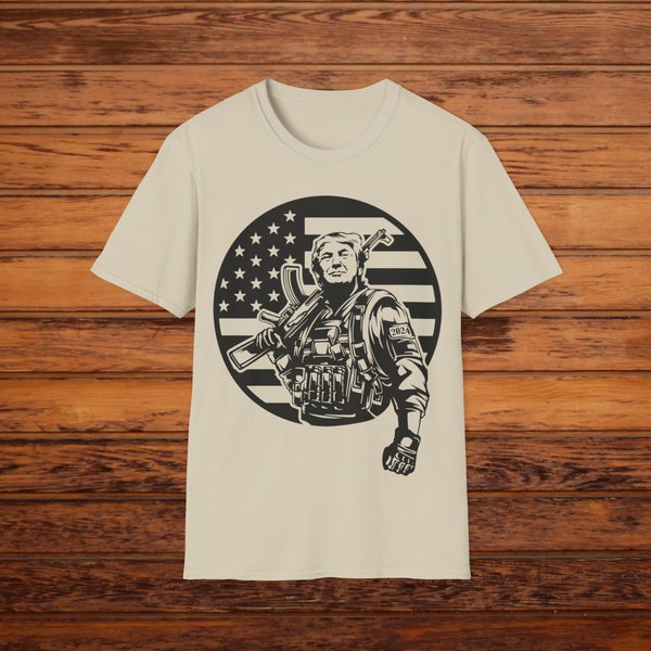 American Soldier & Flag T-Shirt - Trump Inspired Unisex Top - Comfortable Patriot Apparel - Ideal Gift for USA Supporters
