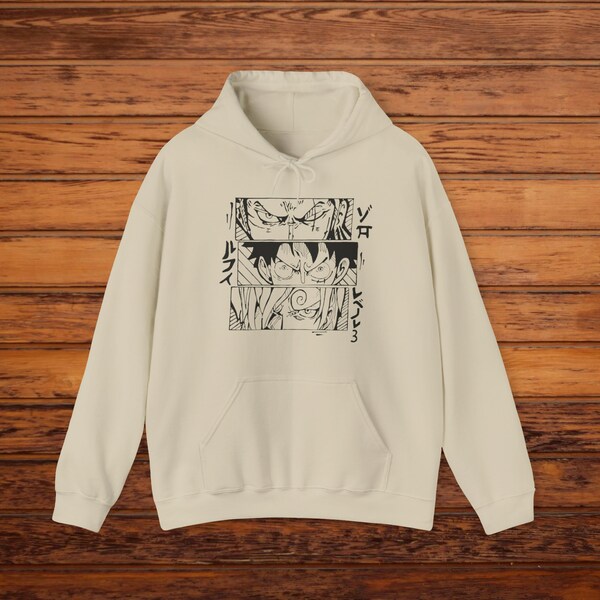 OP Monster Trio Hoodie - Anime-Inspired Japanese Streetwear, Casual Unisex Pullover for Anime Fans, Perfect Gift for Otaku