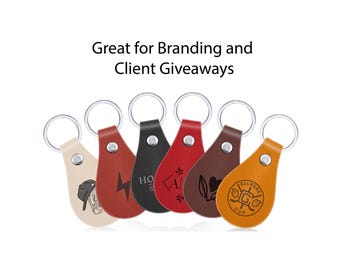 Custom Engraved PU Leather Keychain: Personalized Key Fob with Gold Ring