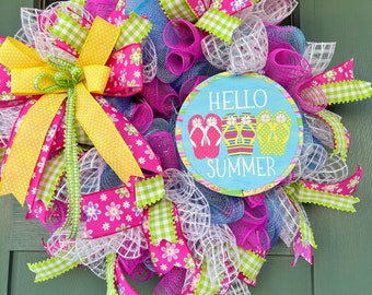 Flip flop wreath, summertime wreath, front door wreath, summer decor, summer wreath