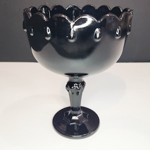 Indiana Glass Black Amethyst Pedestal Vase