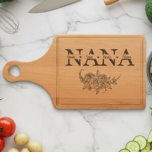 Custom Cutting Board for Kitchen, Personalized Mother&#39;s Day Gift, Engraved Wooden Chopping Board, Unique Family Name Board