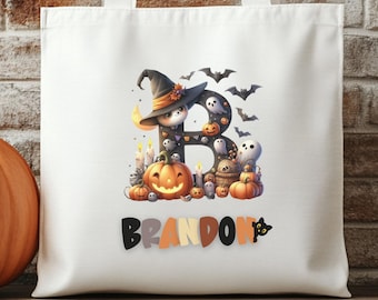 Personalized Halloween Tote Bag: Custom Name Trick or Treat Bag