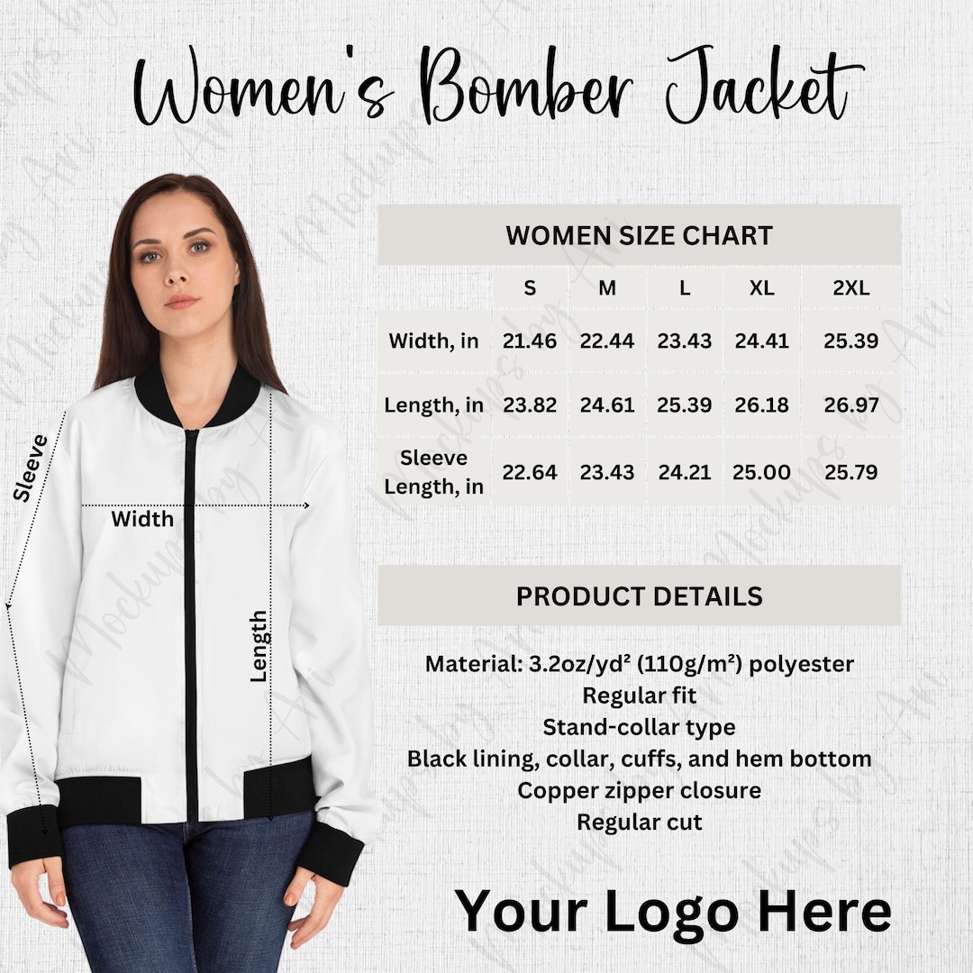 Printify Women's Bomber Jacket (AOP) Size Chart - Etsy