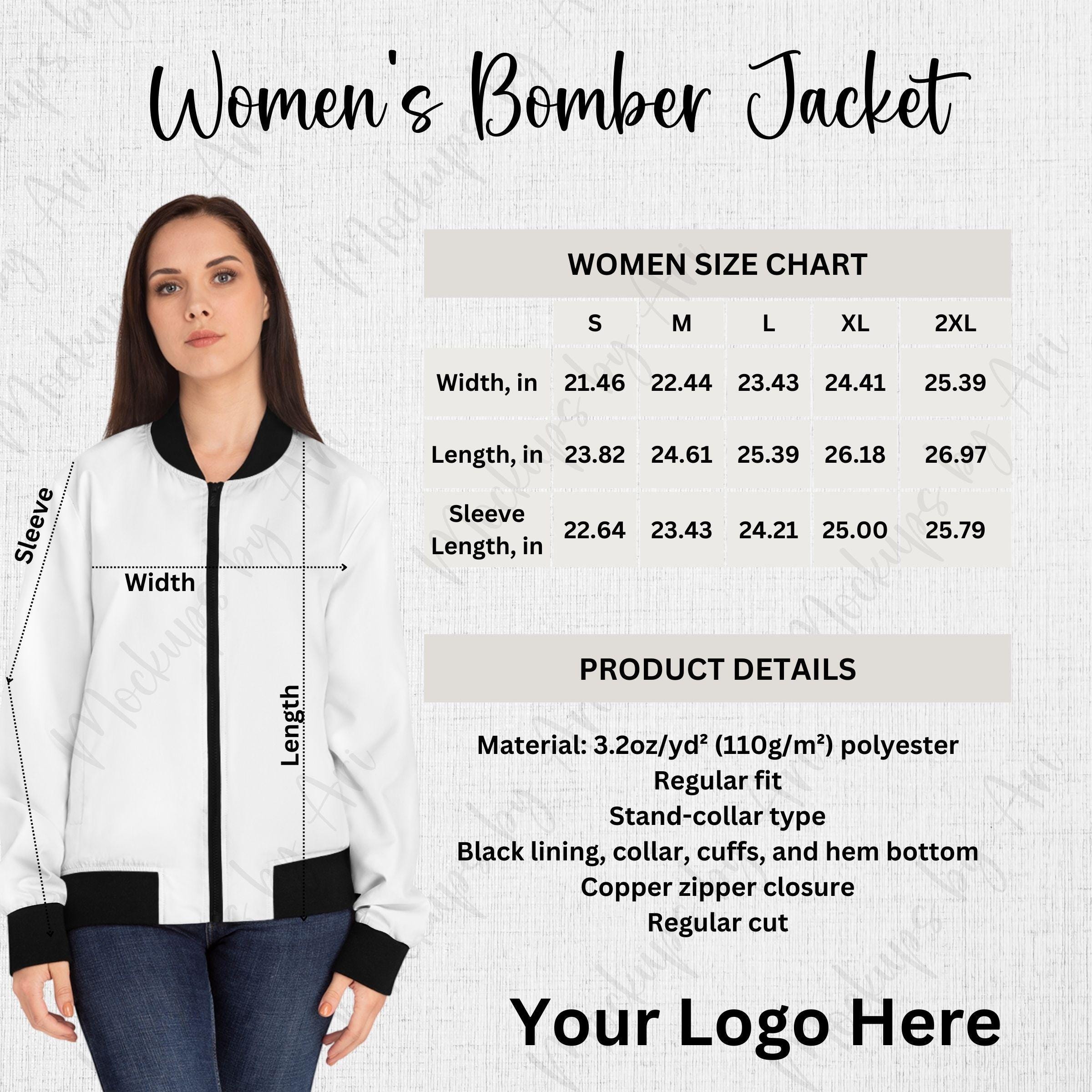 Printify Women's Bomber Jacket (AOP) Size Chart - Etsy