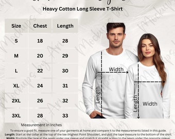 Gildan 5400 Size Chart: Long Sleeve T-shirt Sizing (digital