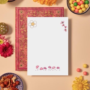 Druckbares Brief Briefpapier Minimalistisches Blumen Schreibpapier, digitaler Download Briefpapier A4 A5 US Letter Größe zum Muttertag