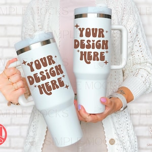 40 oz Tumbler Mockup, White 40oz Tumbler Mock Up, 40oz Tumbler With Handle Mockup, Tumbler Mockup Image, White 40 oz Travel Mug Mockup