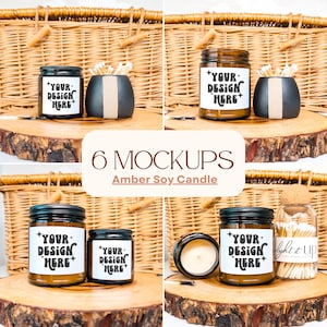 Printify Candle Mockup, Amber Candle Mockup, Lumient Amber Candle Mockup Set, Lifestyle Candle Mockup, POD Candle Mockup Printify Soy Candle