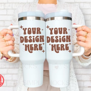 40 oz Tumbler Mockup, White 40oz Tumbler Mock Up, 40oz Tumbler With Handle Mockup, Tumbler Mockup Image, White 40 oz Maxi Cup Mockup