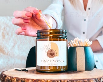 Printify Candle Mockup, Clean Candle Mockup, Lumient Candle Mockup, Lifestyle Candle Mockup, Amber Candle Mockup, Printify Soy Candle 9 oz