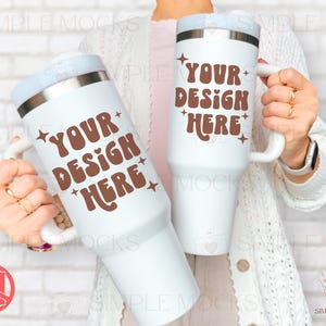40 oz Tumbler Mockup, White 40oz Tumbler Mock Up, 40oz Tumbler With Handle Mockup, Tumbler Mockup Image, White 40 oz Travel Mug Mockup