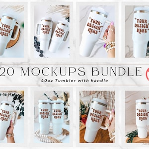 40 oz Tumbler Mockup, White 40oz Tumbler Mock Up, 40oz Tumbler With Handle Mockup Bundle, Tumbler Mockup Image, White 40 oz Cup Mockup