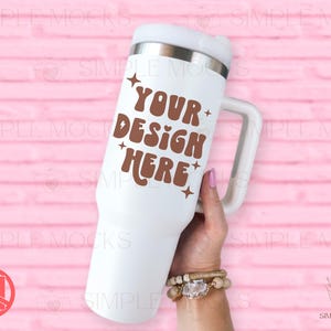 40 oz Tumbler Mockup, White 40oz Tumbler Mock Up, 40oz Tumbler With Handle Mockup, Tumbler Mockup Image, White 40 oz Maxi Cup Mockup