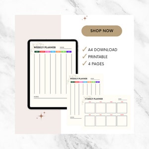 Weekly Planner Horizontal &amp; Vertical, Weekly Planner Printable Template ...