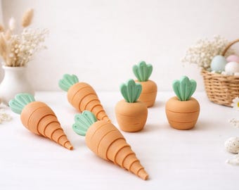 Carrot fidget for desk decor Carrot Fidget Toy 3D Printed Stress Relief Desk Decor Fun Sensory Gift for Work and Home easter mini decoration