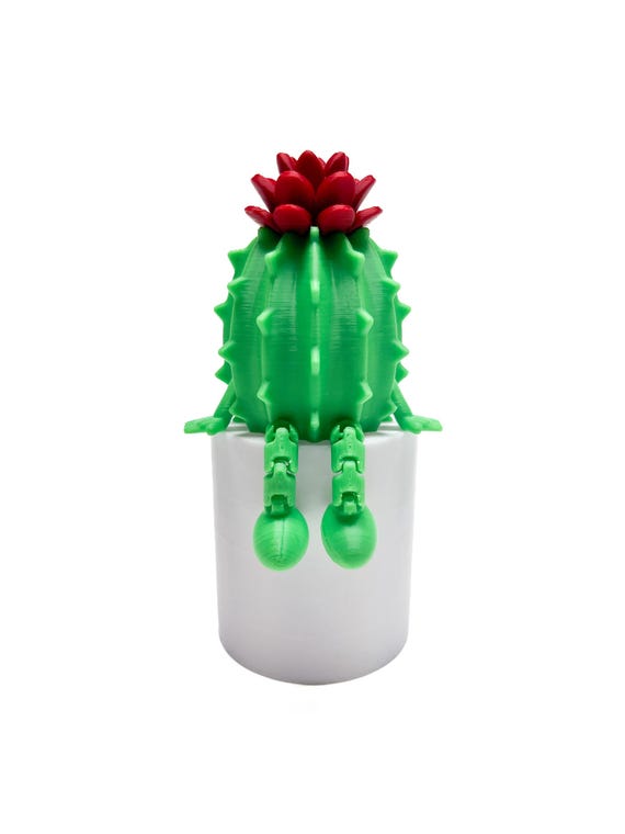 Articulated Cactus Buddy 3D Printed Succulent Figurine Cute Desk