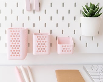 Juego de portalápices para tablero perforado para 3 portalápices de nido de abeja de Ikea Skadis, accesorios personalizados para tablero perforado, regalo para creativos, salas de manualidades u oficinas.