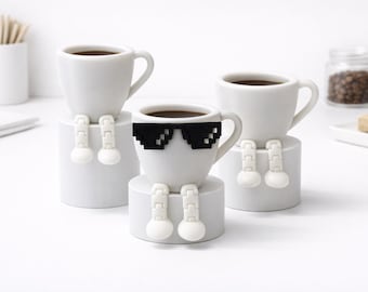Espresso Cup Coffee Buddy Desk Decor, Articulated Coffee Cup Figure