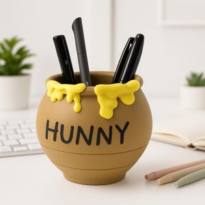 Portalápices con forma de tarro de miel, organizador de escritorio inspirado en Winnie the Pooh para oficina y decoración del hogar, regalo para los amantes de Winnie the Pooh, decoración de escritorio con tarro de miel
