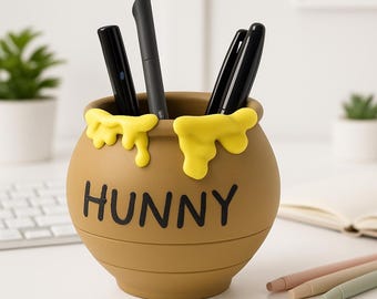 Hunny Pot Pen Holder Winnie the Pooh Inspired Desk Organizer for Office & Home Decor Winnie The Pooh Lovers gift Honey Jar desk decor