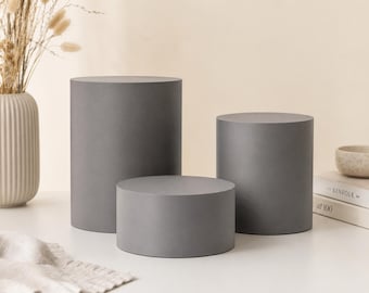 Concrete Look Pedestal Stand for Product Display, Retail Showroom Display Riser, Modern Store Display Decor, Cilynder Pedestal