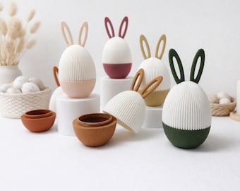 Boho Easter Bunny Egg Container, Easter Treat Holder, Spring Candy Box, Neutral Easter Basket Filler, Bunny Surprise Egg