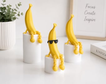 Banana Buddy Desk Decor, Funny Banana Shelf Sitter, Cute Office Desk Accessory, Kawaii Shelf Decor, Gift for Coworkers