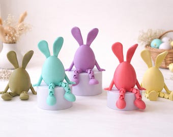 Ostern Schreibtisch Dekor Mini Hase Ei niedlich Ostern Dekor gegliedert 3D gedruckt Geschenk für Kinder & Erwachsene Ostergeschenk für Mitarbeiter Ostern Büro Dekor