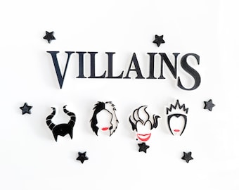 Imanes de villanos para decoración de Halloween de Disney, decoración de refrigerador o casillero, imanes de Maléfica, Úrsula, Cruella, Reina Malvada, decoración, temática de Halloween de Disney
