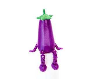 Eggplant lover gift Funny Eggplant Buddy 3D Printed Articulated Vegetable Figurine Foodie Gift Cute Kitchen Decor Quirky Desk Accessory