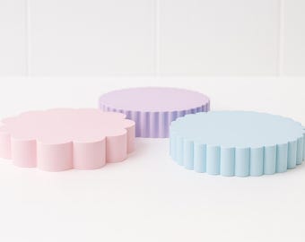 Round Photo Prop Riser for product photography Flat Cylinder Photo Props Minimal Display Stand Flower Scalloped Ribbed Display Pedestals