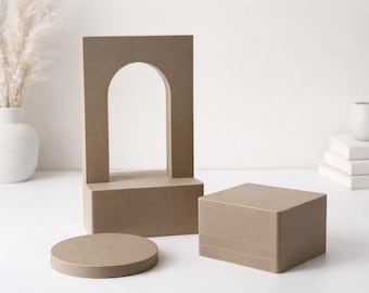 Product Photography Props Set, Arch Rectangular & Round Risers, 3D Printed Neutral Photo Styling Props