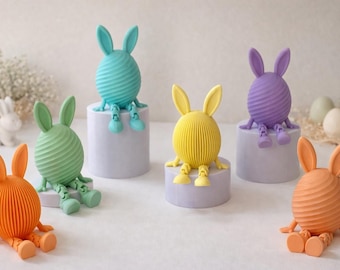 Giocattolo antistress a forma di uovo di coniglietto pasquale NonCandy, regalo sensoriale a forma di uovo articolato a spirale stampato in 3D e riempitivo per cestini di Pasqua per bambini, mini giocattolo pasquale