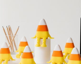 Candy Corn Articulated Figure, 3D Printed Halloween Desk Decor, Cute Fall Table Decoration Toy