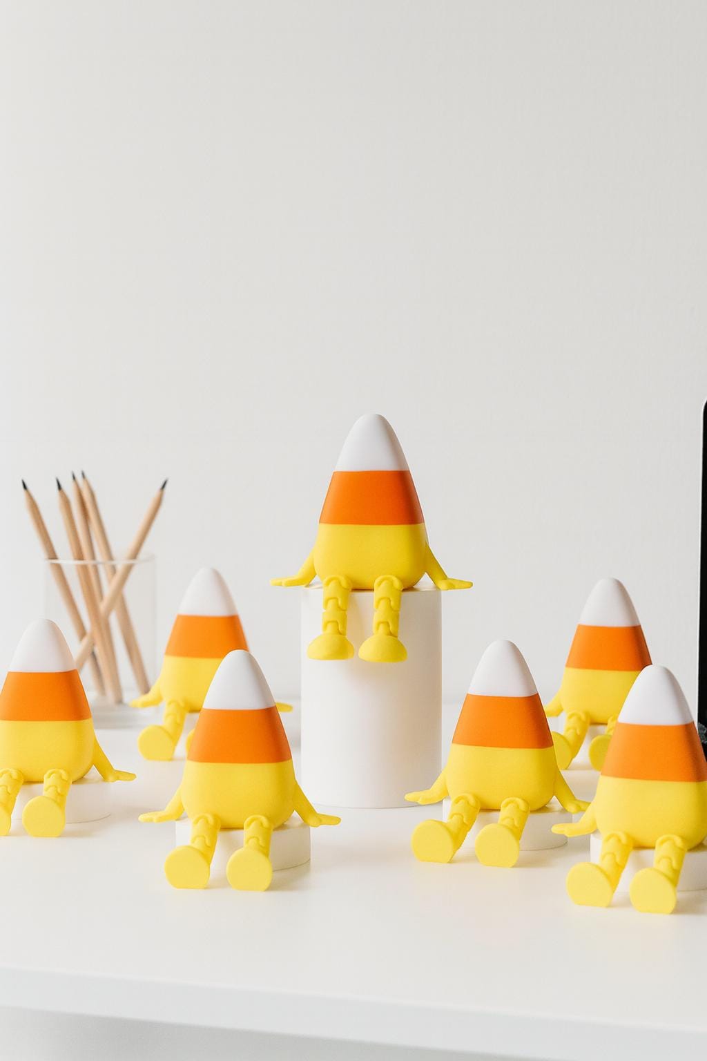 Candy Corn Articulated Figure, 3D Printed Halloween Desk Decor