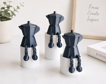 Moka Pot Buddy Desk Decor, Coffee Lover Shelf Decor, Cute Espresso Maker Figure, Coffee Bar Accessory, Gift for Coffee Lovers