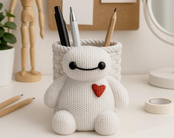 Portapenne Baymax, regalo per fan di Big Hero 6, portapenne, grazioso organizer da scrivania ispirato a Disney per gli amanti di Baymax, decorazione da scrivania per i fan Disney.
