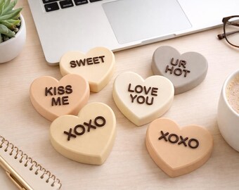 Conversation Hearts Desk Decor, Valentines Day Candy Hearts, Cute Love Quotes 3D Printed Table Decor