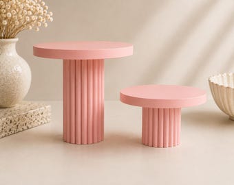 Scalloped Cake Stand, Modern Pedestal Cake Display, Tall Cake Riser, Dessert Table Display Stand, Wedding & Party Cake Pedestal