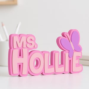 Regalo para maestro, letrero con nombre personalizado para escritorio, decoración personalizada para el aula, regalo para el regreso a clases, placa con nombre, regalo para agradecimiento al maestro