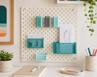 Ikea Skadis Accessories Set, Pegboard Organizer Accessories, Desk Organization System, Pen Holder, Letter Holder, Business Card Holder