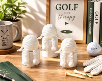 Golf Ball Buddy Desk Decor, Golf Lover Shelf Sitter, Golfer Gift, Golf Office Decor, Funny Golf Ball Figure for Desk & Shelf