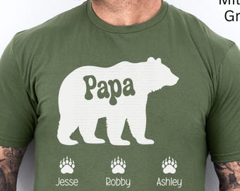 Personalized bear tshirt for dad, father's day shirt, gift from kids to dad, custom kids names tshirt for dad, custom father shirt, bear tee